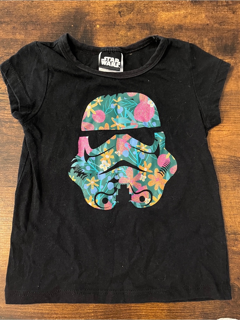 Star Wars Black Tee with Floral Stormtrooper Graphic